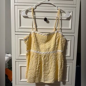 Sim & Sam Sunny Yellow Camisole with White Scallop Accents size XL NWT